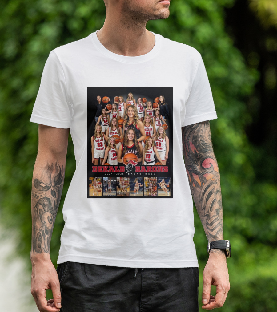 Dekalb Barons Basketball 2024-2025 Team Photo With Lady Players T-Shirt