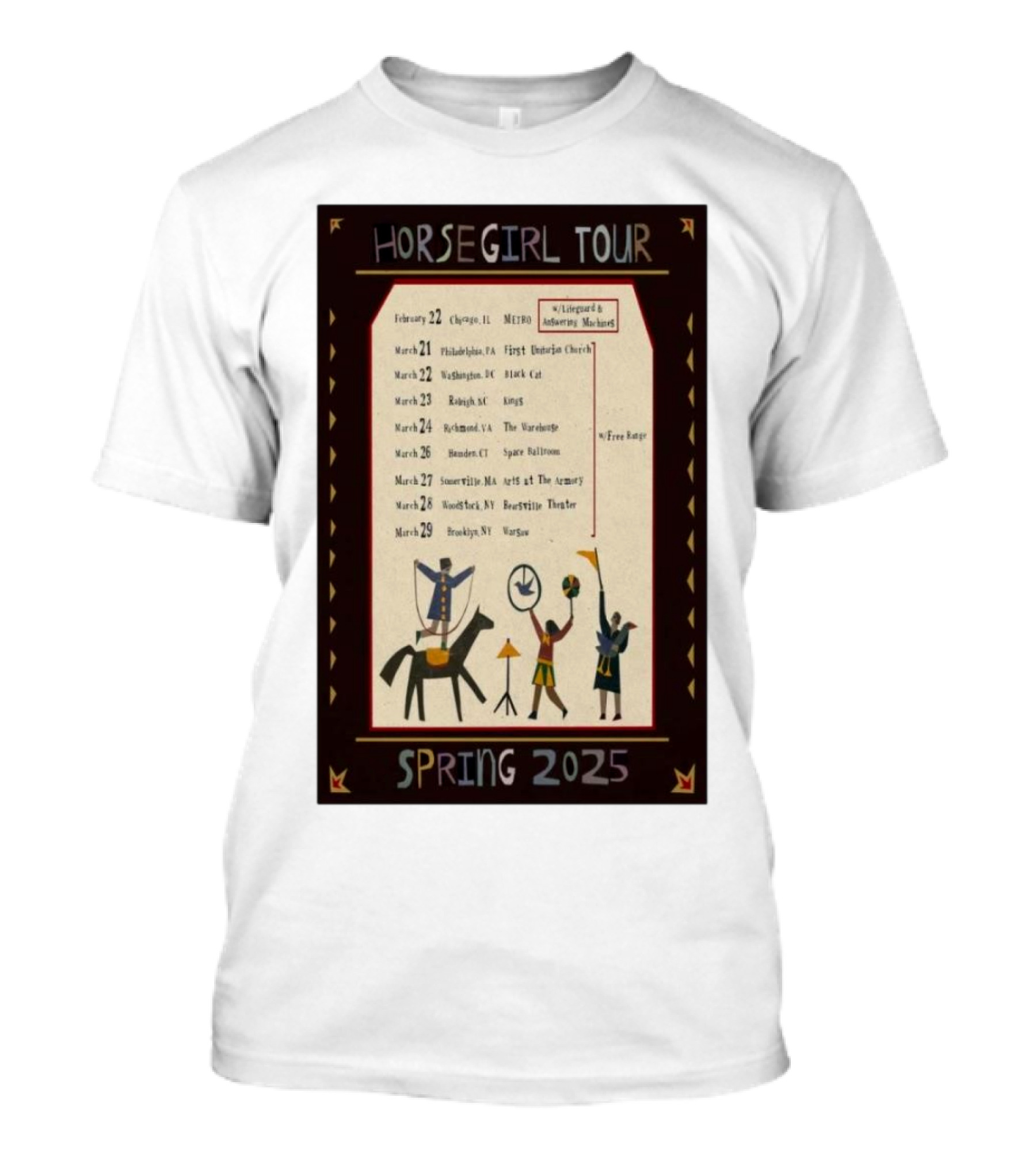 HORSEGIRL TOUR SPRING 2025 CHICAGO PHILADELPHIA WASHINGTON RICHMOND RALEIGH WASHINGTON BROOKLYN ICONIC SYMBOLS BANDING TOGETHER T-Shirt