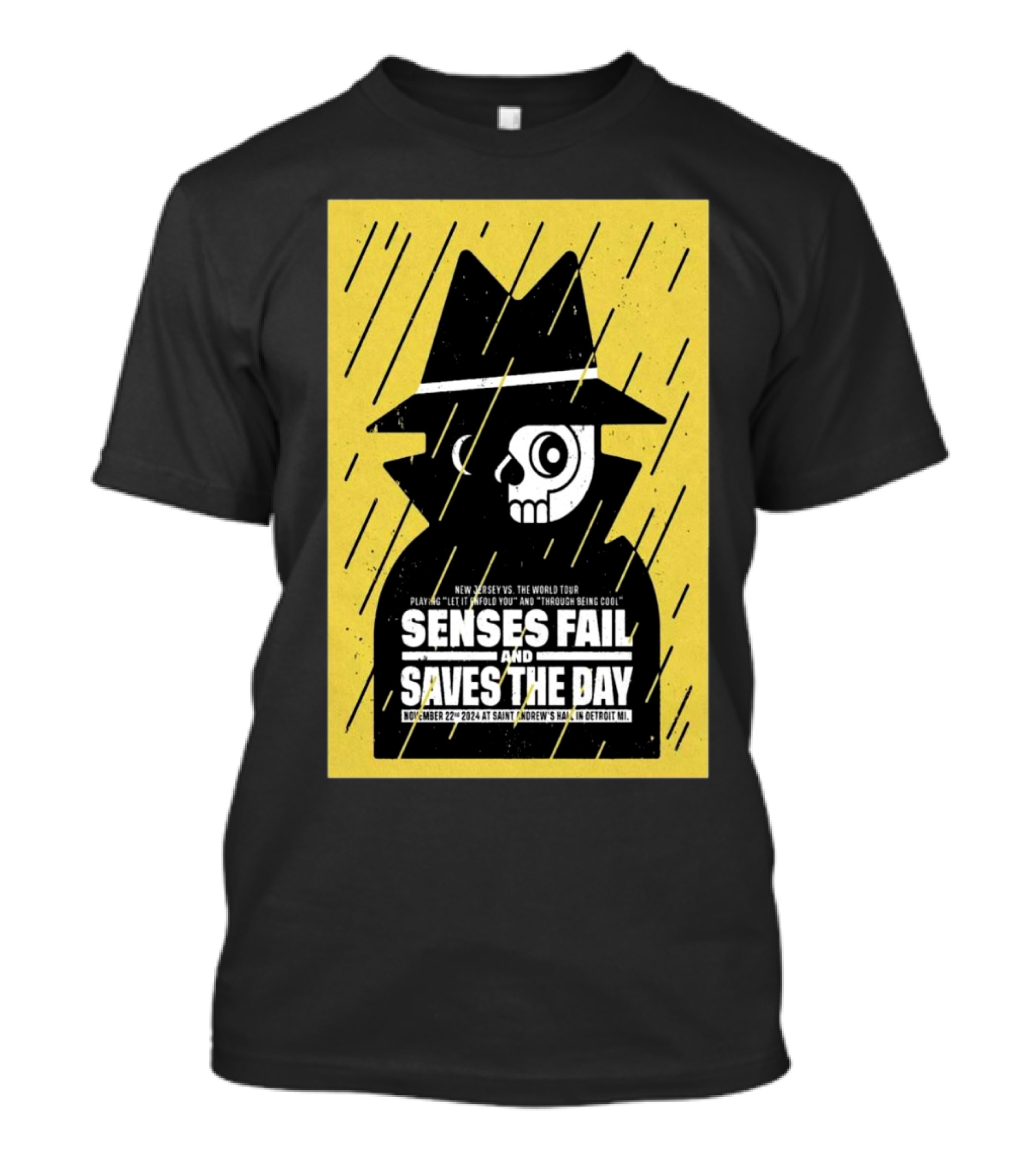 Senses Fail And Saves The Day New Jersey Vs The World Tour November 22 2024 Saint Andrew’s Hall Detroit MI T-Shirt