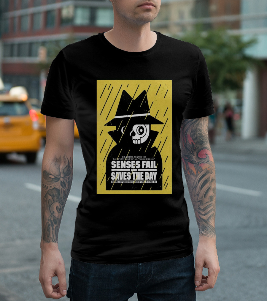 Senses Fail And Saves The Day New Jersey Vs The World Tour November 22 2024 Saint Andrew’s Hall Detroit MI T-Shirt