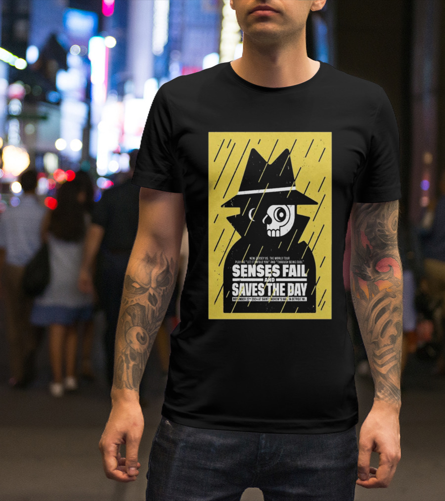 Senses Fail And Saves The Day New Jersey Vs The World Tour November 22 2024 Saint Andrew’s Hall Detroit MI T-Shirt