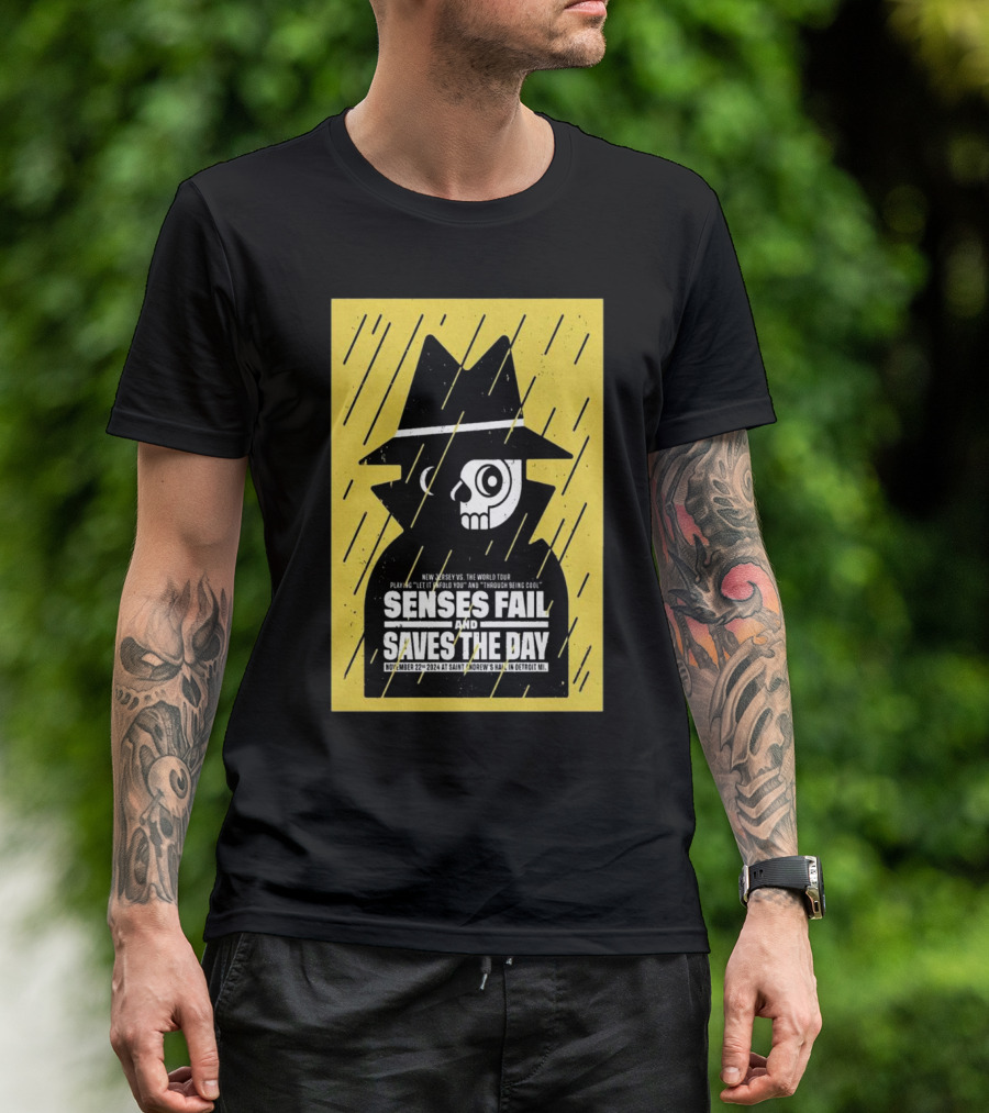Senses Fail And Saves The Day New Jersey Vs The World Tour November 22 2024 Saint Andrew’s Hall Detroit MI T-Shirt