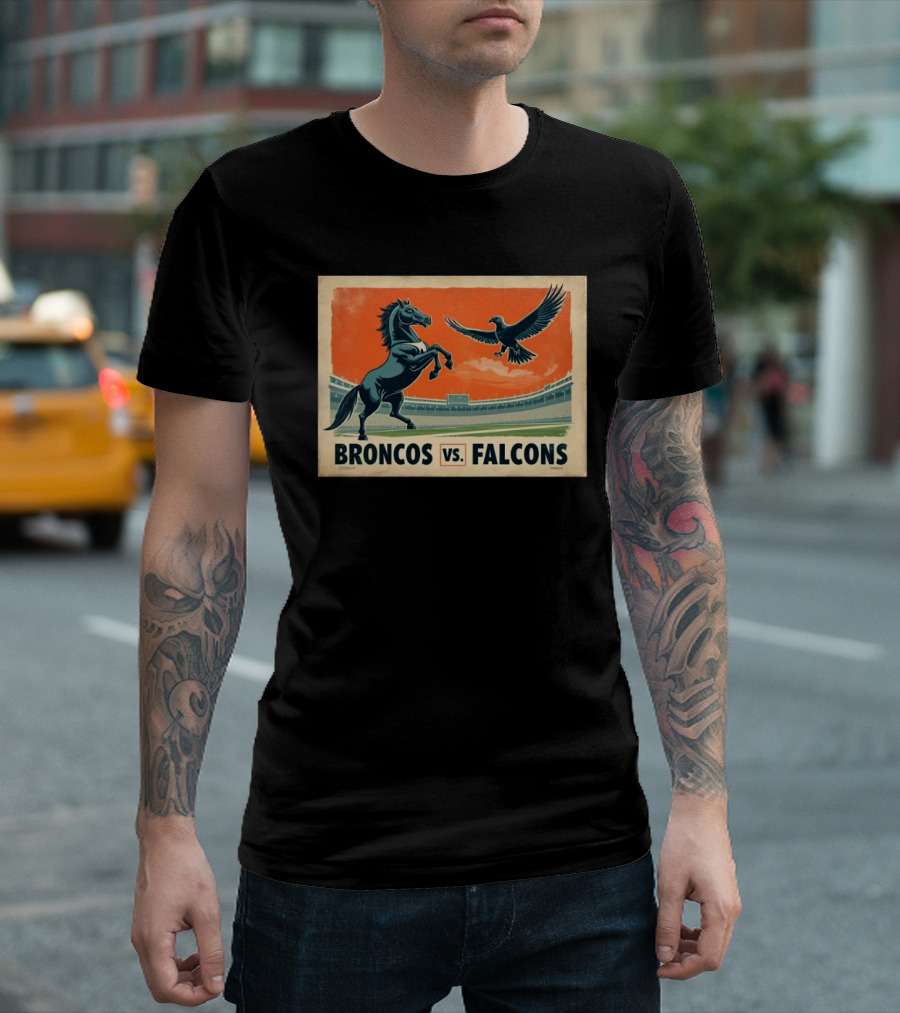 Broncos vs. Falcons Nov 17 2024 Vintage Retro NFL Atlanta Denver T-Shirt
