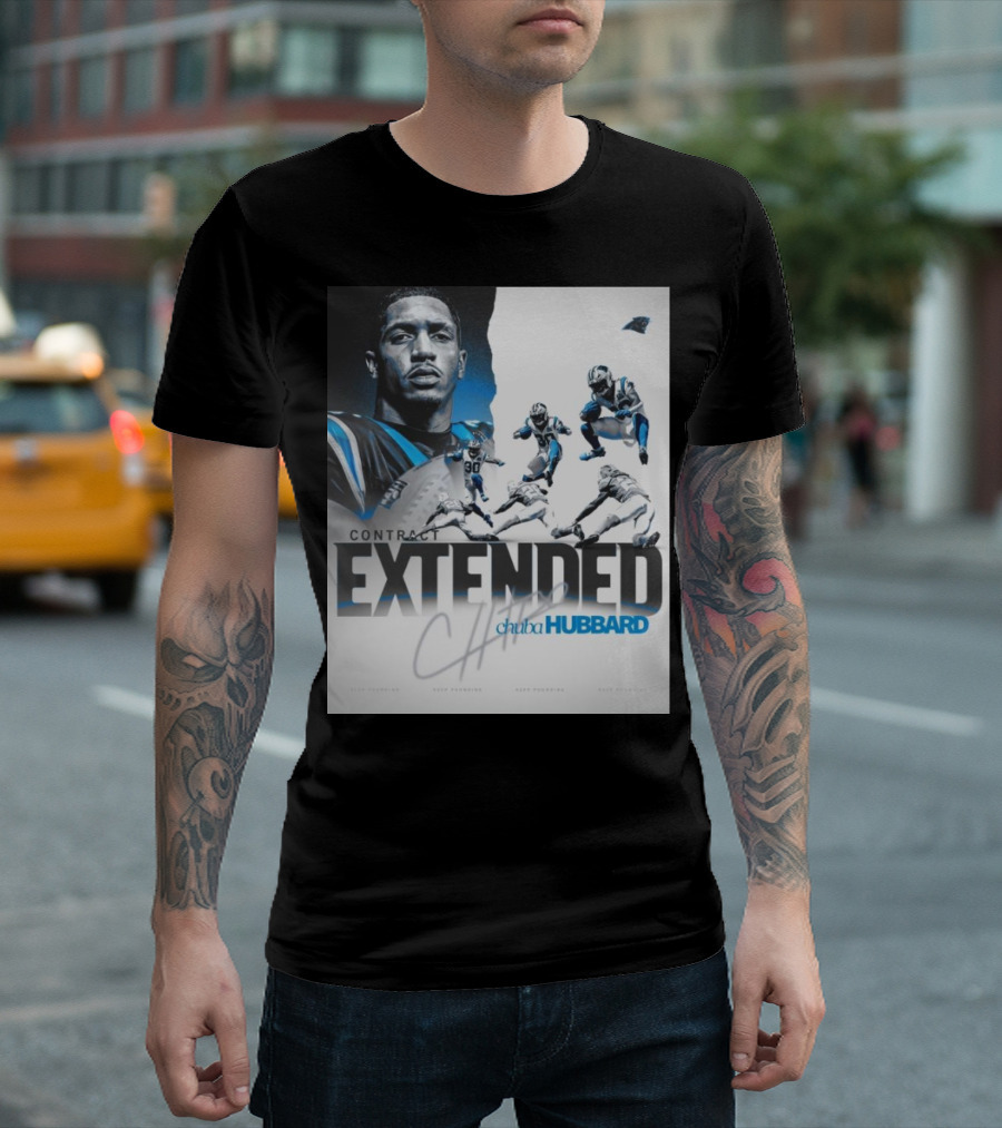 Carolina Panthers Contract Extended Chuba Hubbard Action Pose Signature T-Shirt