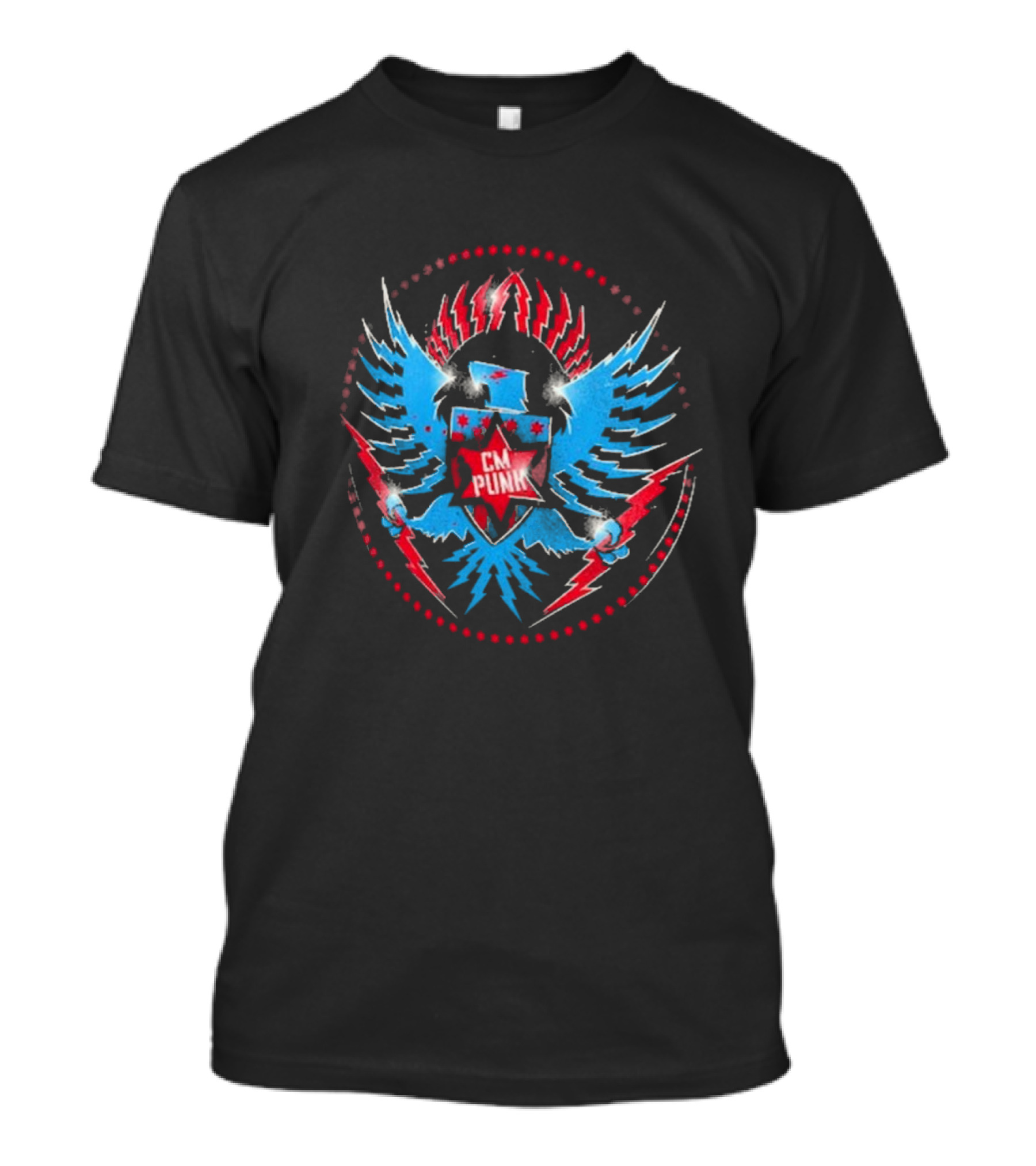 CM Punk Seal Star Lightning Wings Emblem 2024 WWE T-Shirt