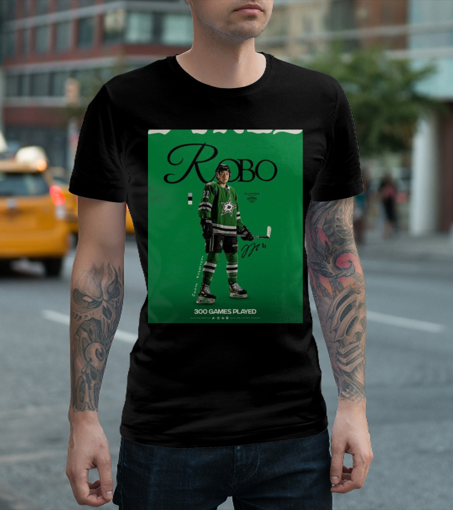 Dallas Stars Robo Jason Robertson 300 Games Played NHL T-Shirt