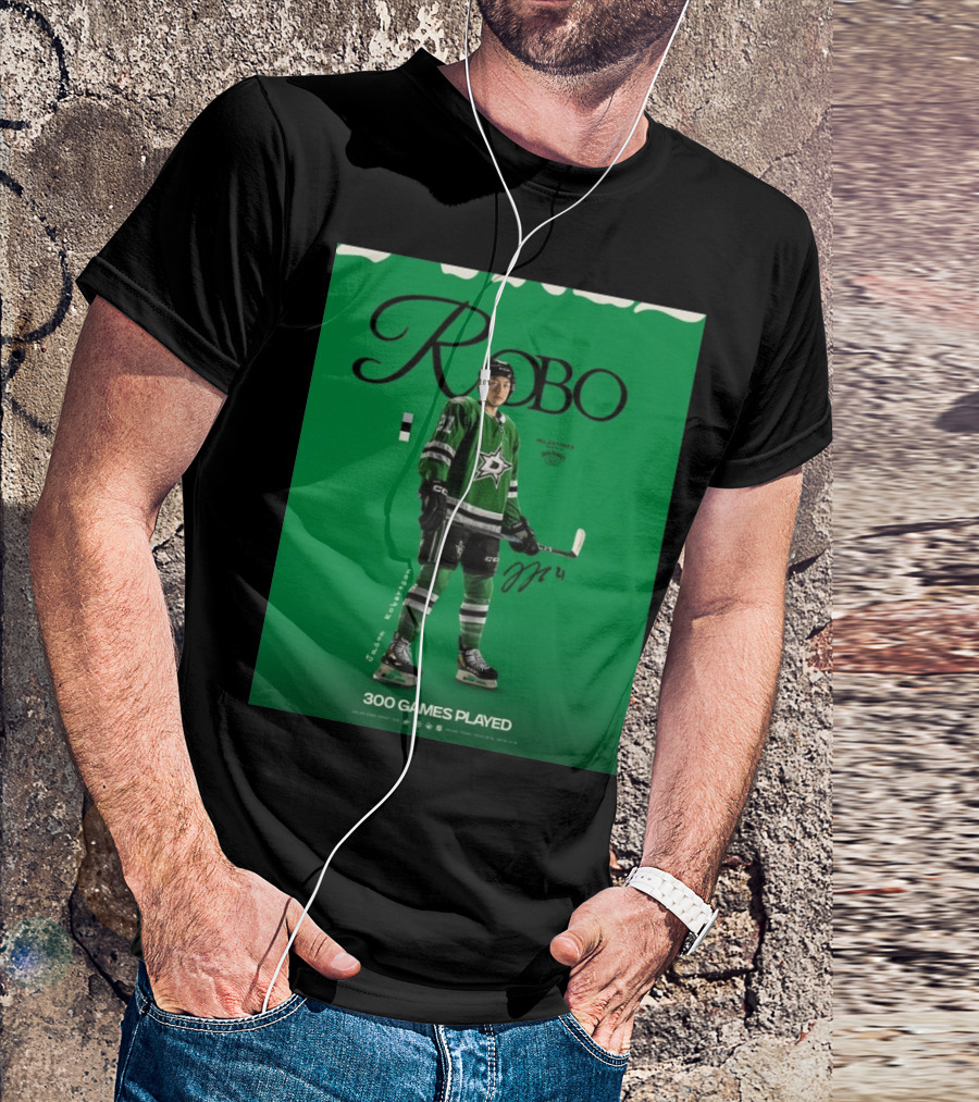 Dallas Stars Robo Jason Robertson 300 Games Played NHL T-Shirt