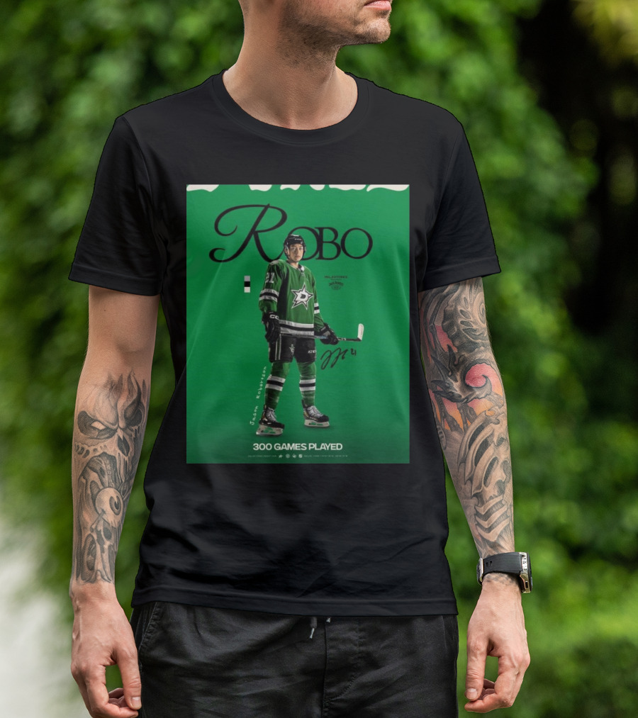 Dallas Stars Robo Jason Robertson 300 Games Played NHL T-Shirt