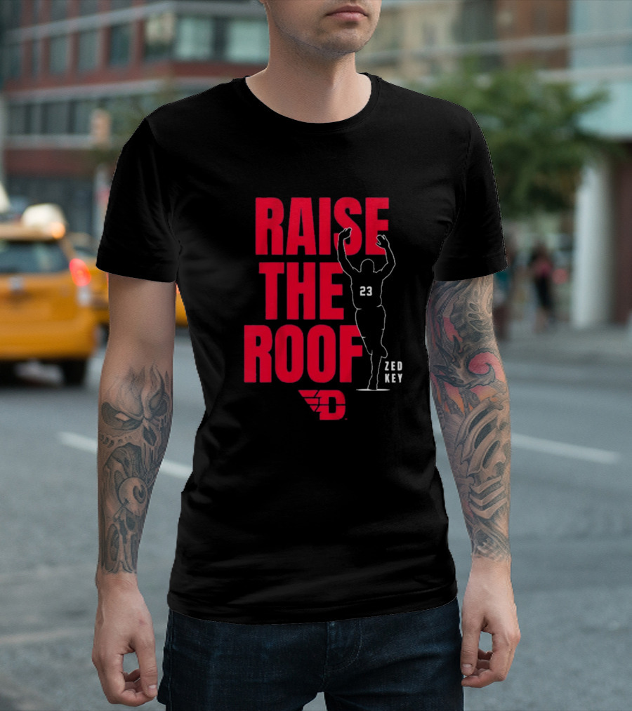 Raise the Roof Dayton Flyers Basketball Zed Key 23 T-Shirt