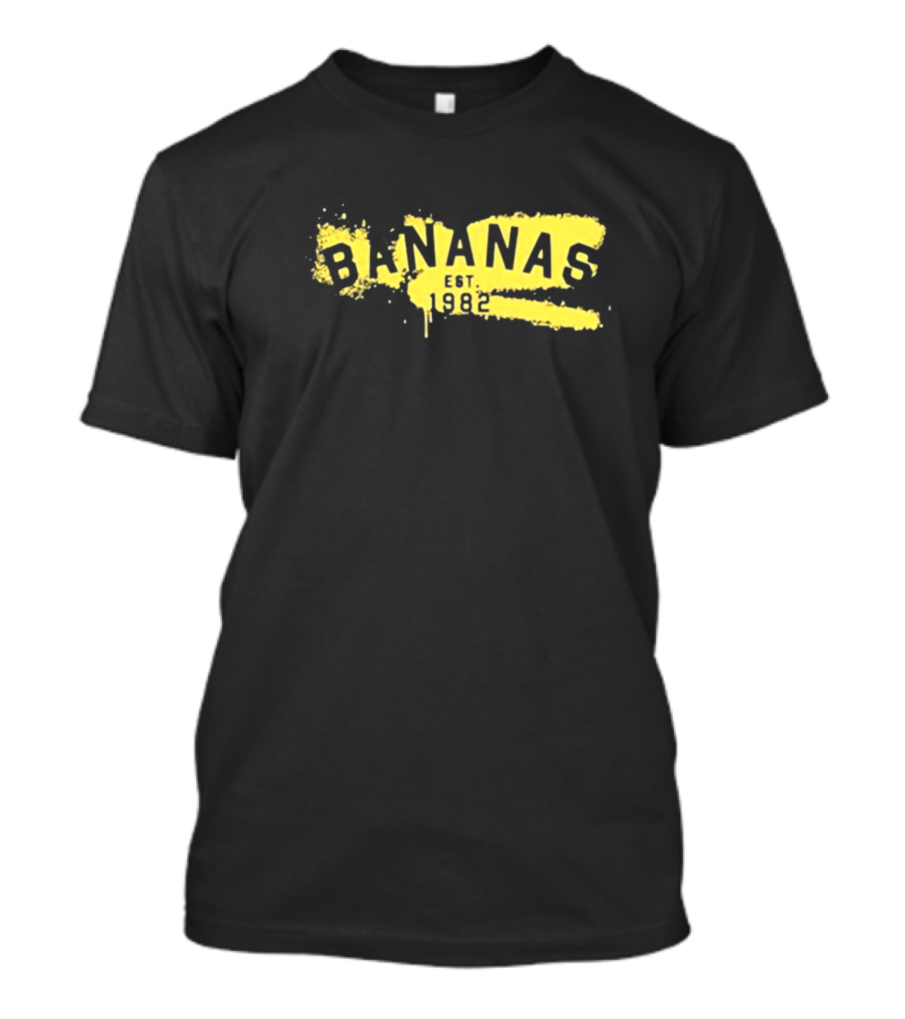 Johnny Bananas Bananas Est 1982 Graffiti Style Yellow Paint Splash T-Shirt