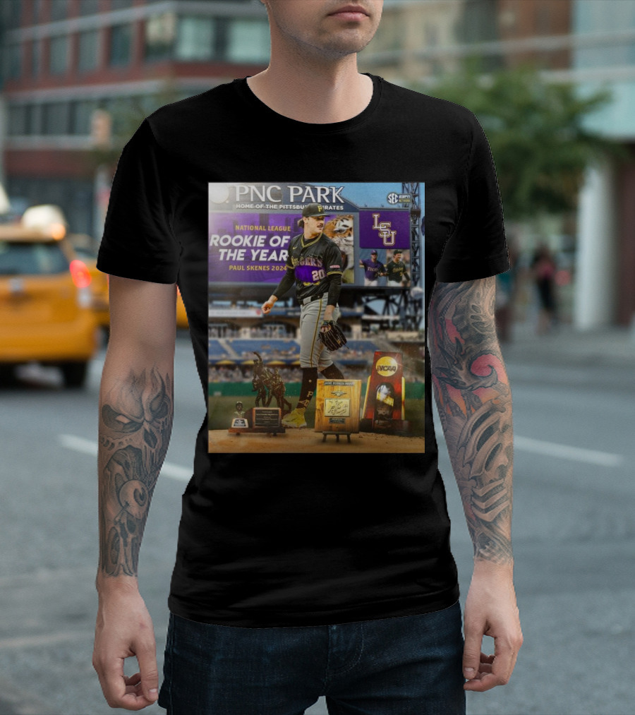 PNC Park Home of the Pittsburgh Pirates National League Rookie of the Year Paul Skenes 2024 LSU T-Shirt