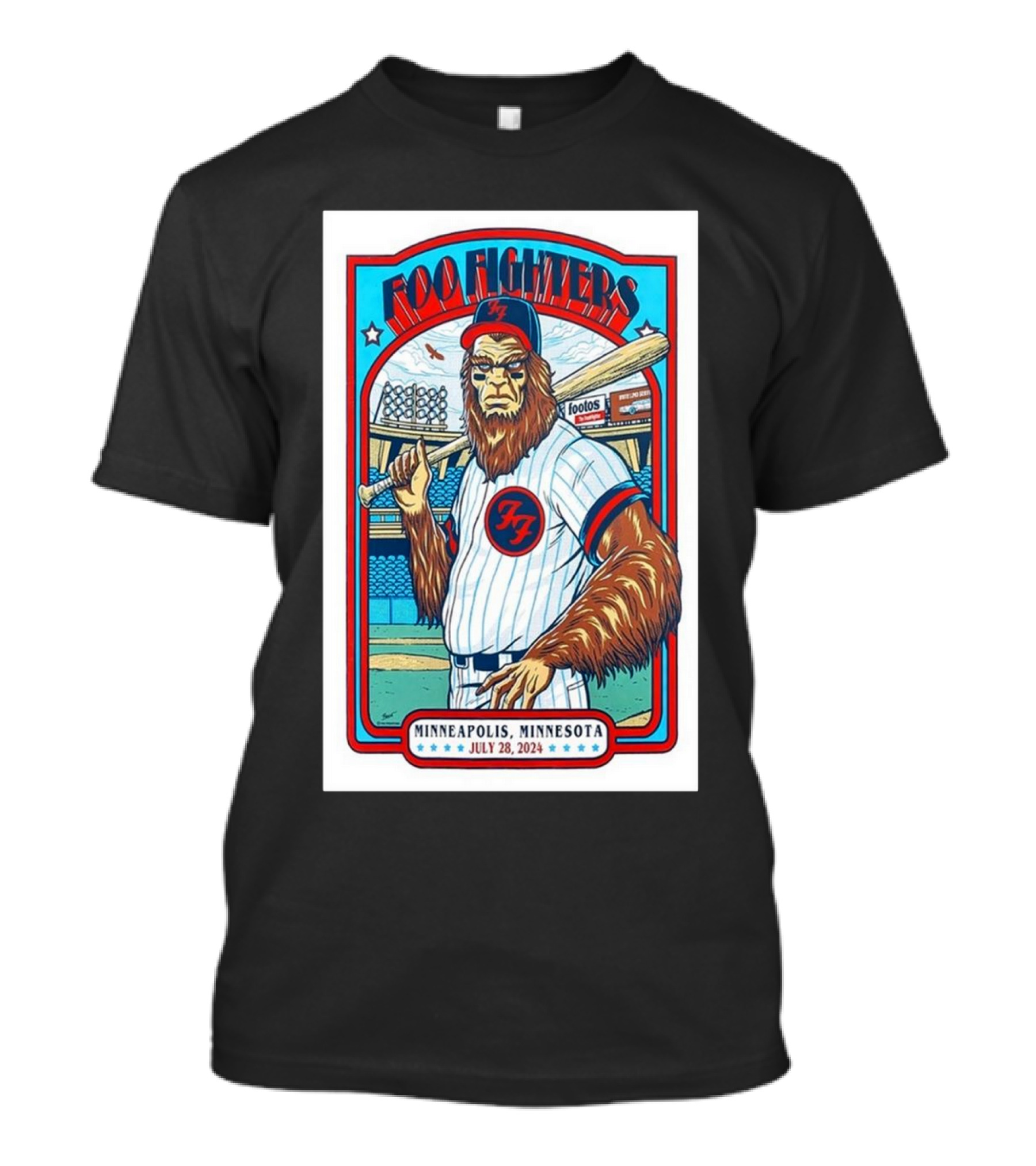 Foo Fighters July 28 2024 Target Field Minneapolis MN Baseball Themed Event T-Shirt