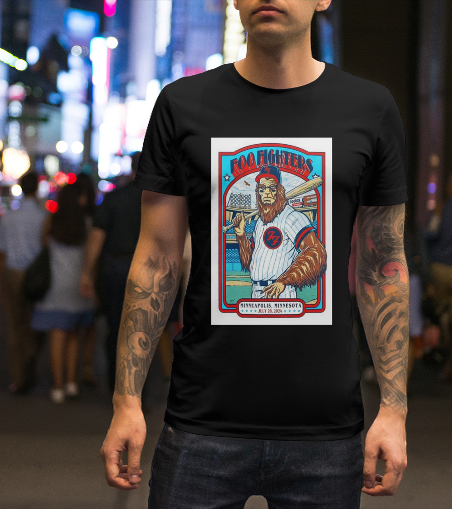 Foo Fighters July 28 2024 Target Field Minneapolis MN Baseball Themed Event T-Shirt