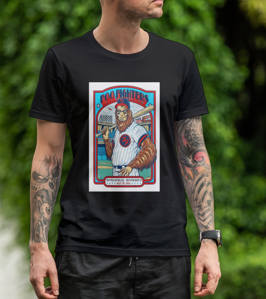 Foo Fighters July 28 2024 Target Field Minneapolis MN Baseball Themed Event T-Shirt