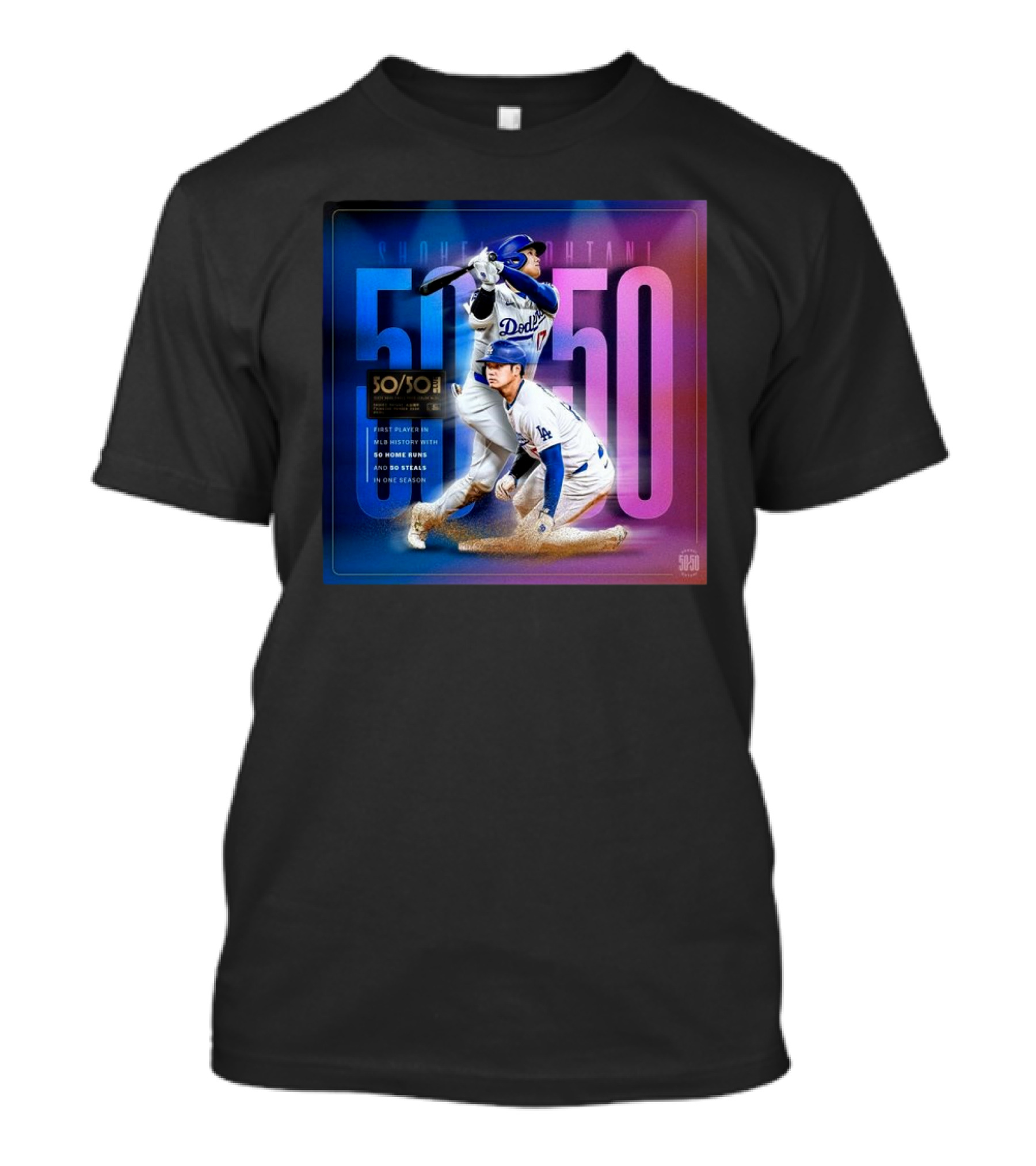 Shohei Ohtani Dodgers MLB 50 Home Runs 50 Stolen Bases Season Milestone T-Shirt