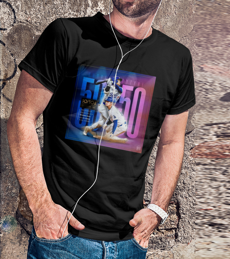 Shohei Ohtani Dodgers MLB 50 Home Runs 50 Stolen Bases Season Milestone T-Shirt