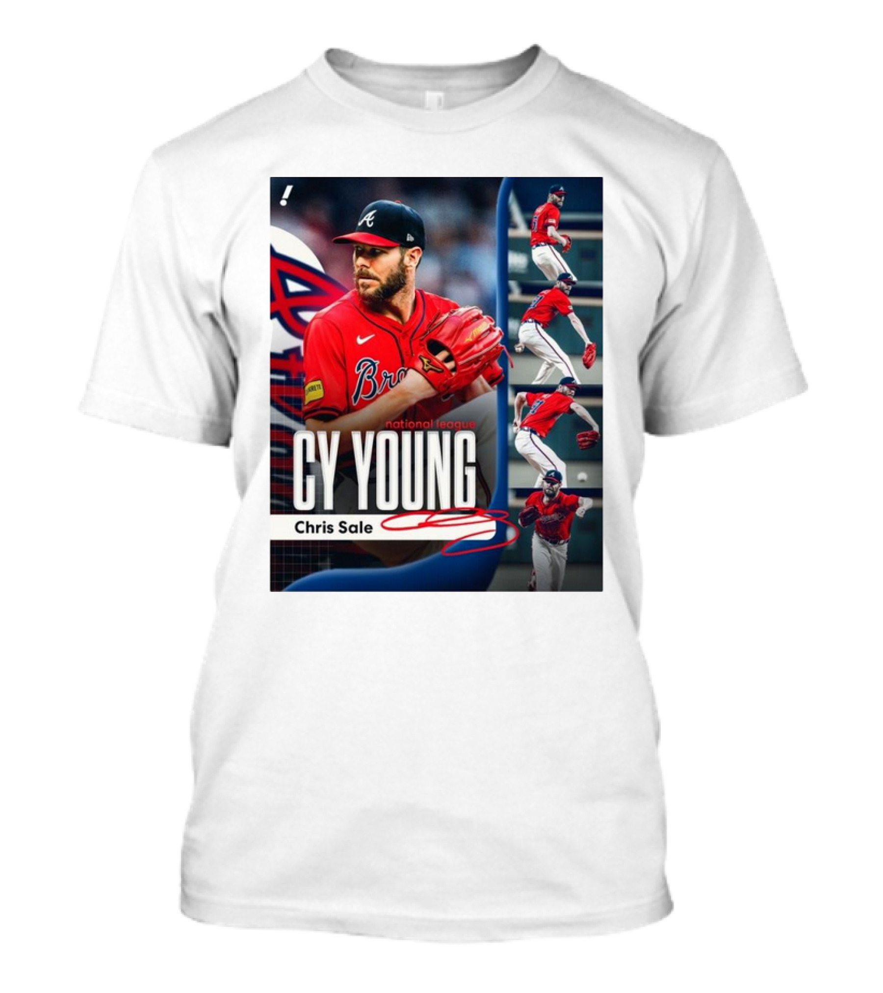 Chris Sale Braves Pitching Cy Young National League Signature T-Shirt