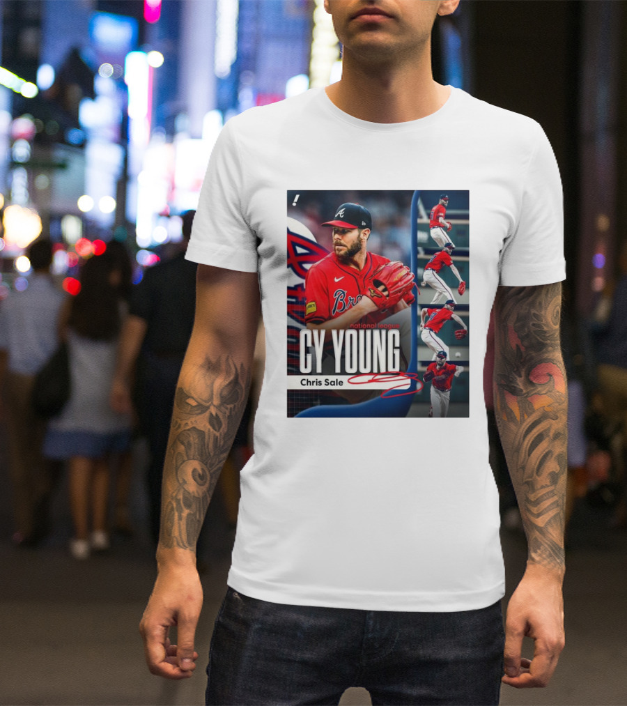 Chris Sale Braves Pitching Cy Young National League Signature T-Shirt