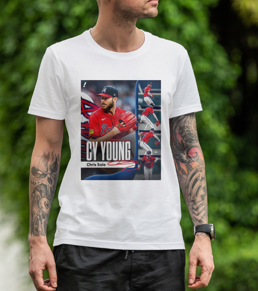 Chris Sale Braves Pitching Cy Young National League Signature T-Shirt