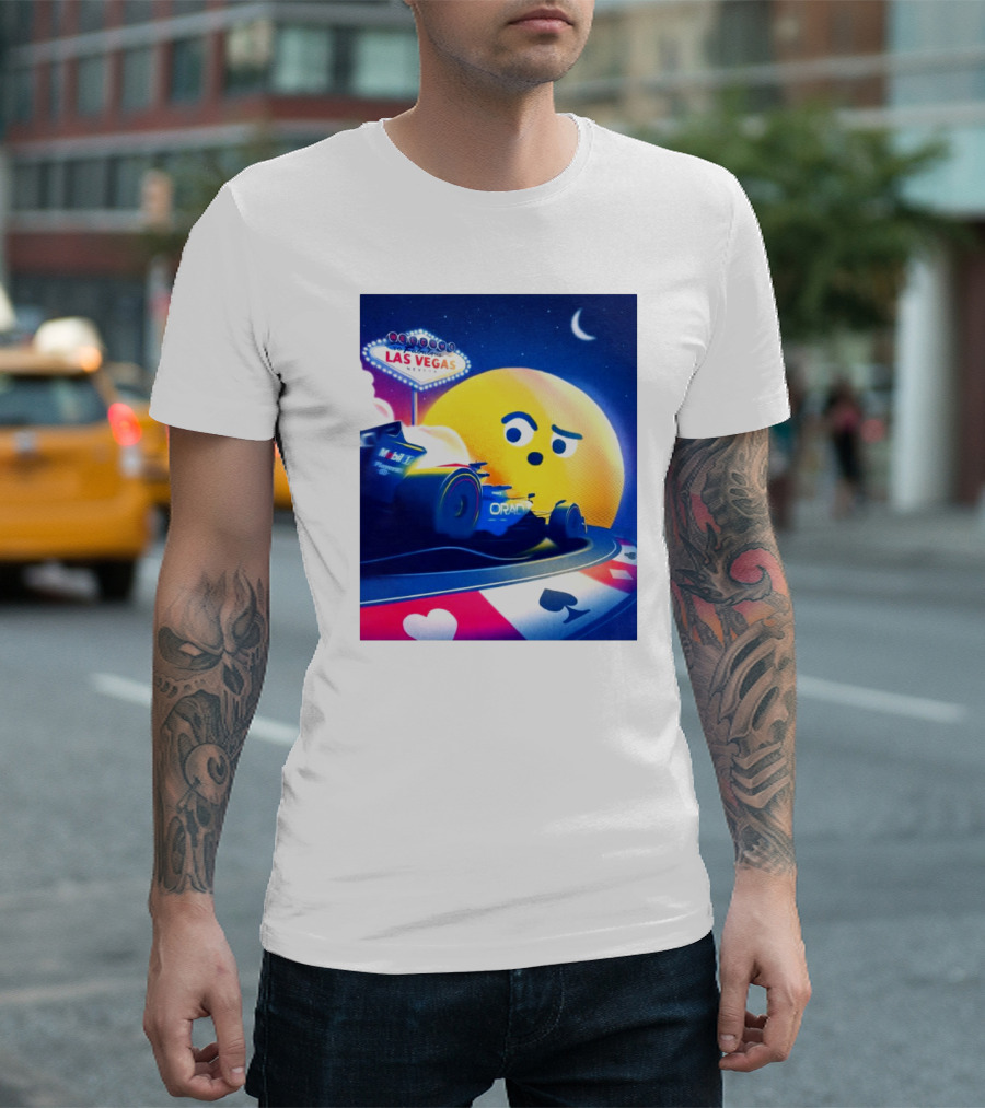 Oracle Red Bull Racing Las Vegas Nevada Moon and Cards Emoji T-Shirt