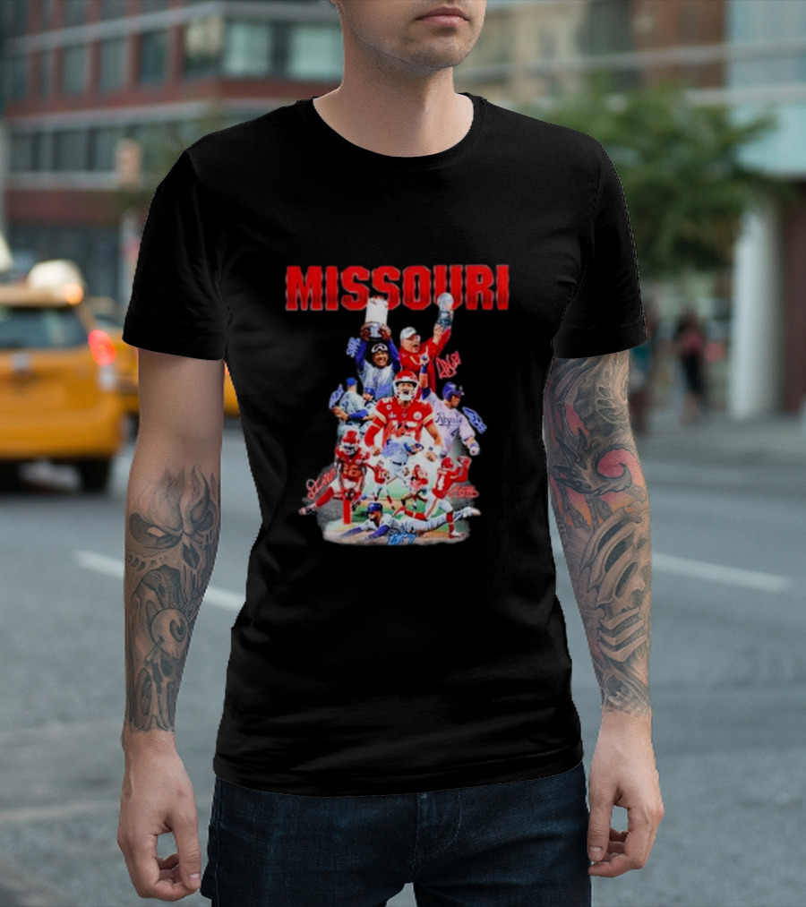 Missouri Chiefs Royals Cardinals Players Signatures T-Shirt