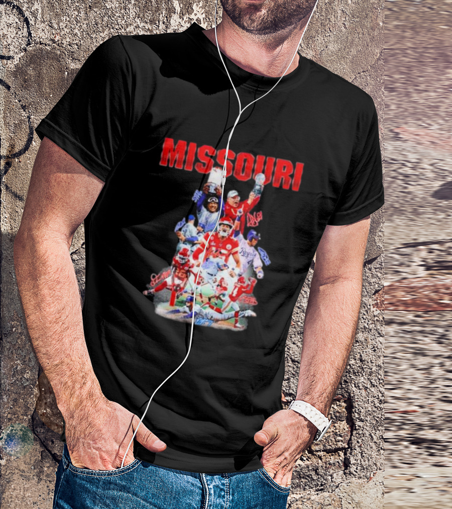 Missouri Chiefs Royals Cardinals Players Signatures T-Shirt
