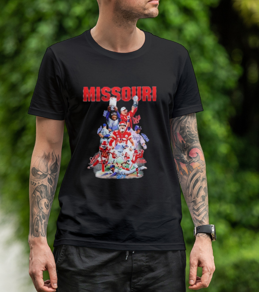 Missouri Chiefs Royals Cardinals Players Signatures T-Shirt