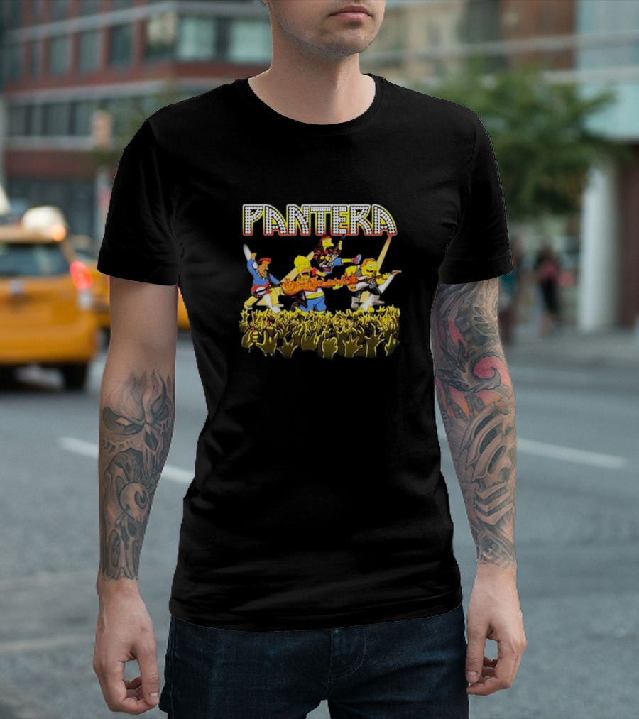 The Simpsons Characters Performing as Pantera Band Members in Concert Scene T-Shirt