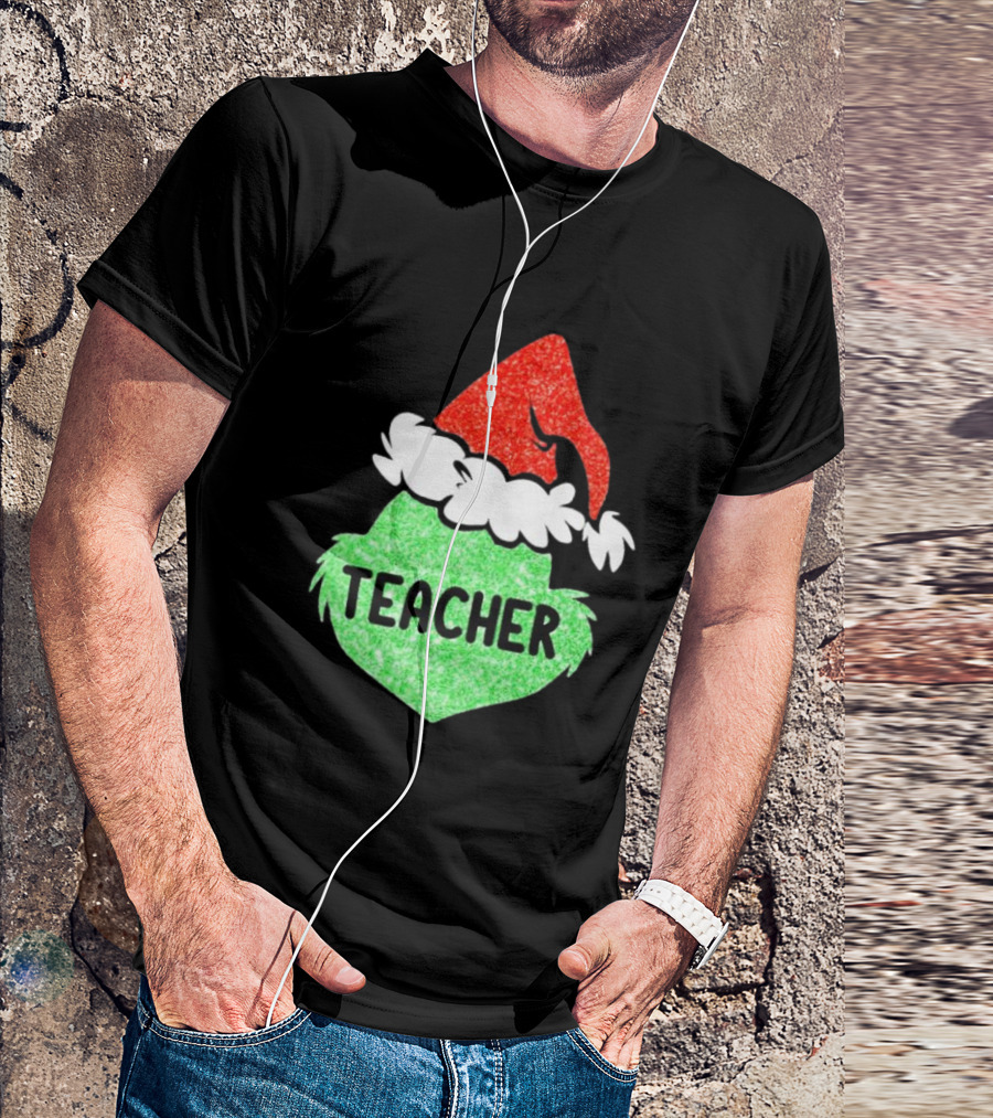 Santa Grinch Hat Teacher Christmas Holiday T-Shirt