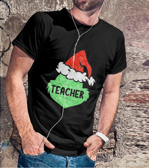 Santa Grinch Hat Teacher Christmas Holiday T-Shirt