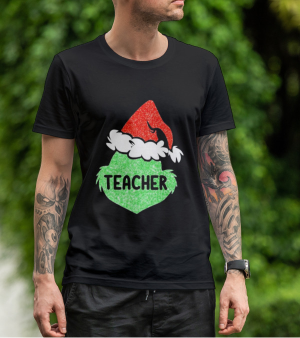 Santa Grinch Hat Teacher Christmas Holiday T-Shirt
