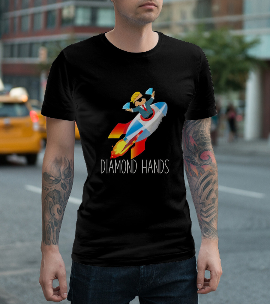 WallStreetBets WSB Diamond Hands Rocket Ship To The Moon T-Shirt