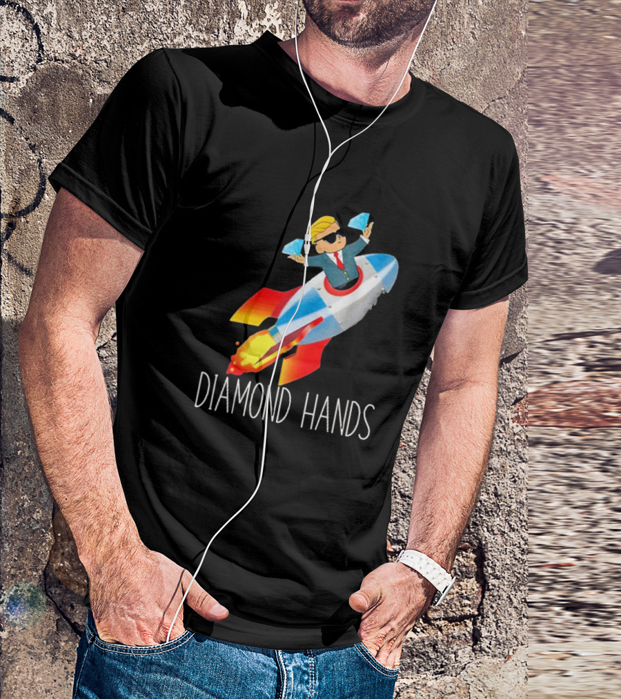 WallStreetBets WSB Diamond Hands Rocket Ship To The Moon T-Shirt