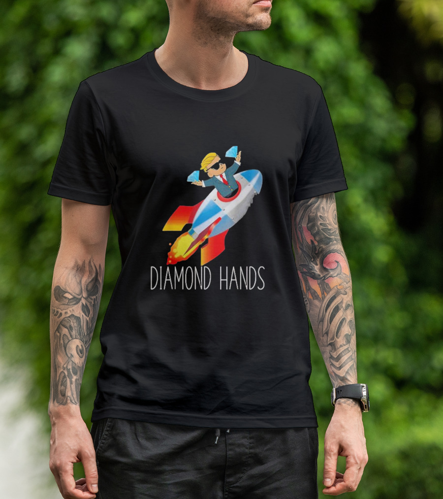 WallStreetBets WSB Diamond Hands Rocket Ship To The Moon T-Shirt