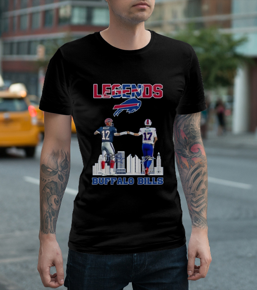 Legends Buffalo Bills Kelly Allen Signatures City Skyline T-Shirt
