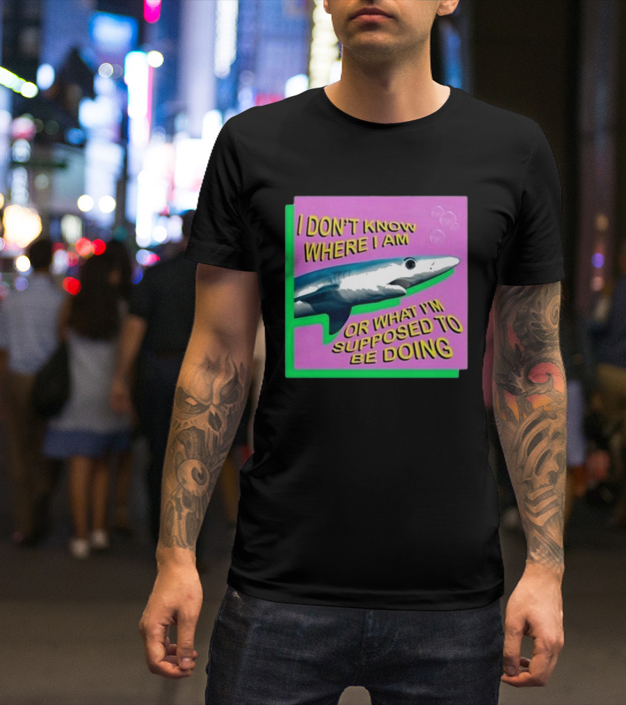 Spencers I Don’t Know Where I Am Or What I’m Supposed To Be Doing Shark Bubbles T-Shirt