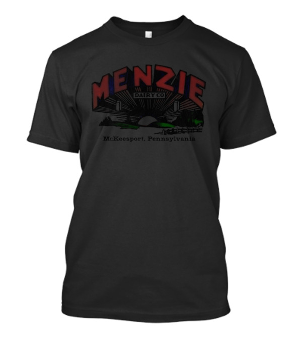 Menzie Dairy Co McKeesport Pennsylvania Retro Logo With Rustic Rural Scene T-Shirt