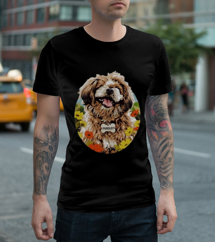 Pugsley Dog Floral Nordacious T-Shirt