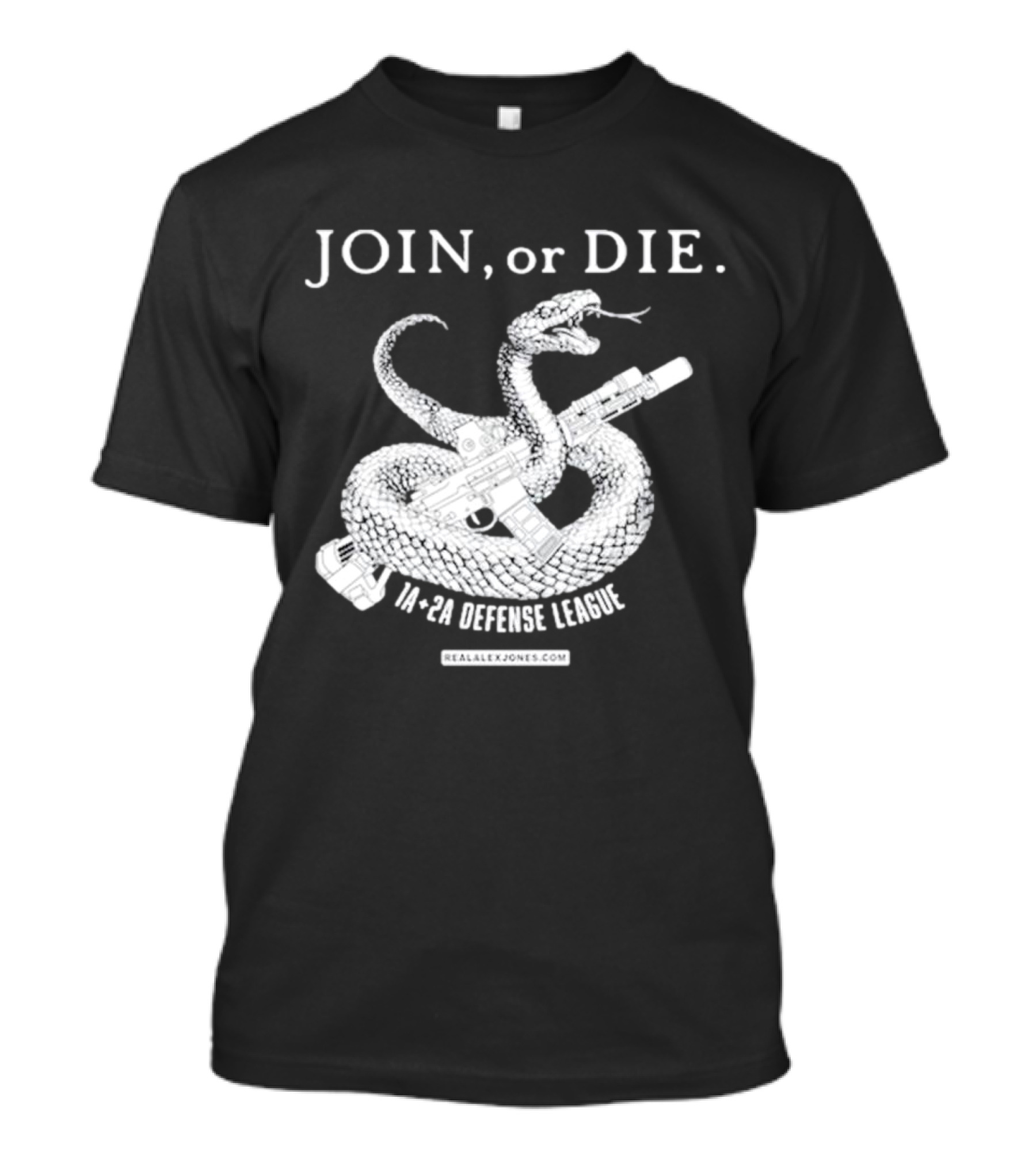 JOIN Or DIE Snake Graphic 1A 2A Defense League RealAlexJones.com T-Shirt