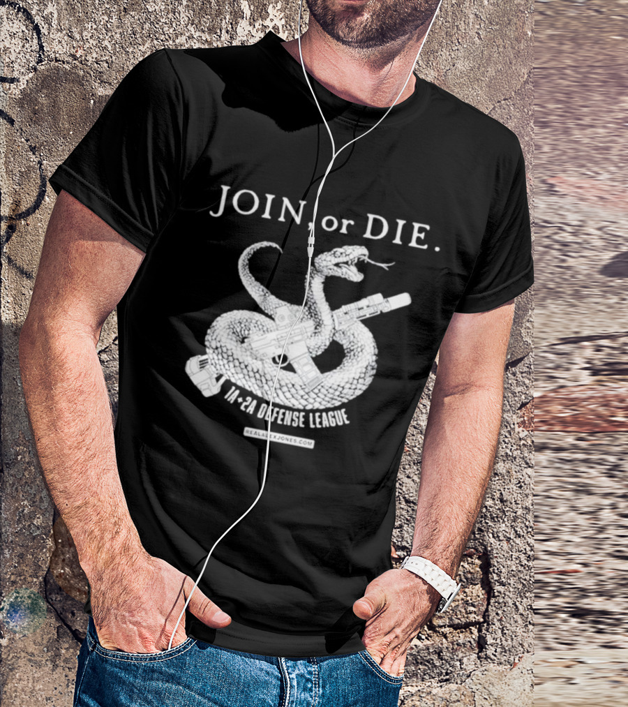 JOIN Or DIE Snake Graphic 1A 2A Defense League RealAlexJones.com T-Shirt