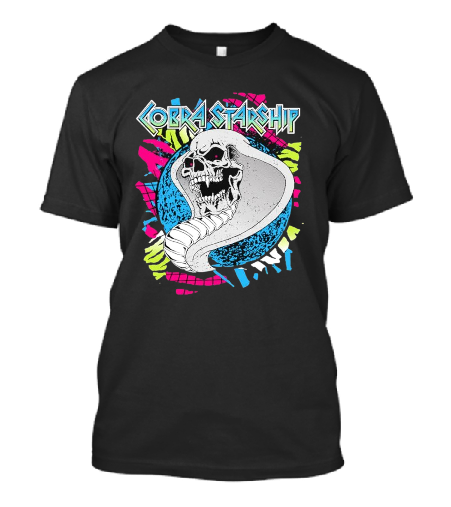 Cobra Starship Skull Cobra Neon Colors T-Shirt