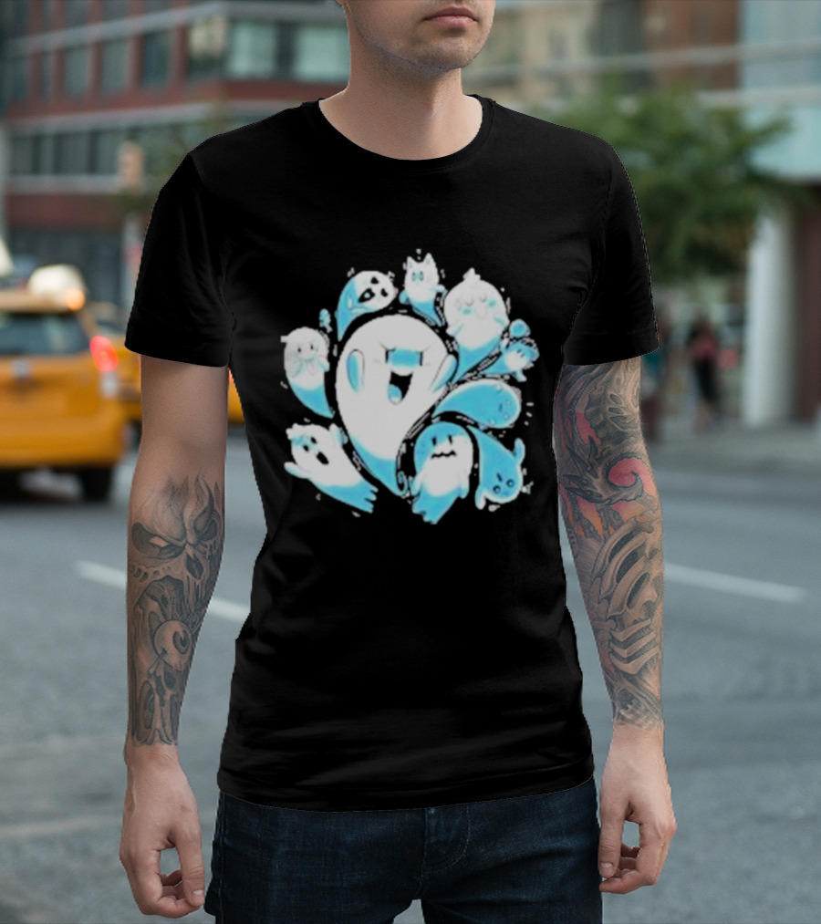 Ghostly Gathering Alexandra Sketch Spooky Blue Spirits T-Shirt