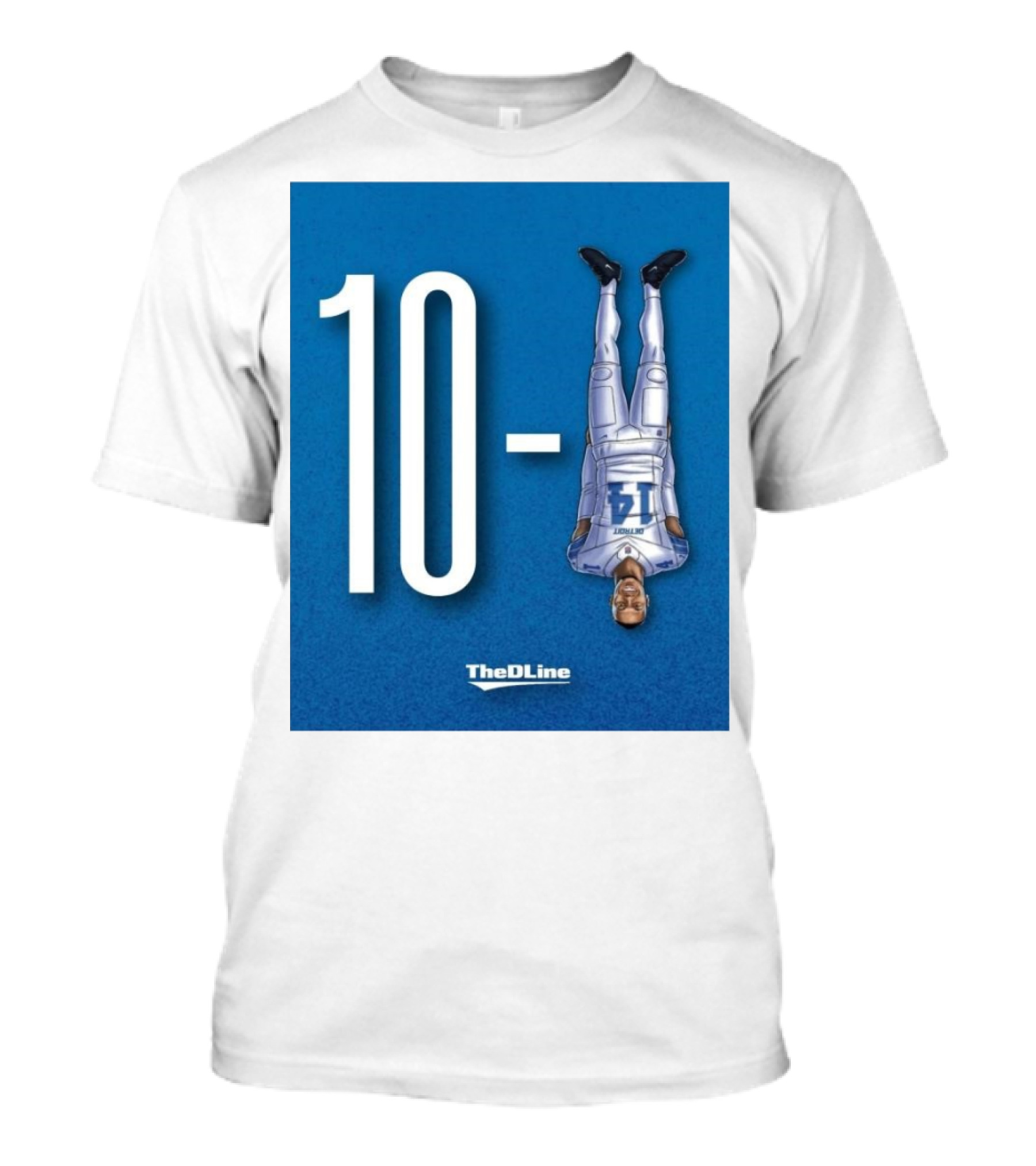 Detroit Lions 10 TheDLine Blue Upside Down Player T-Shirt
