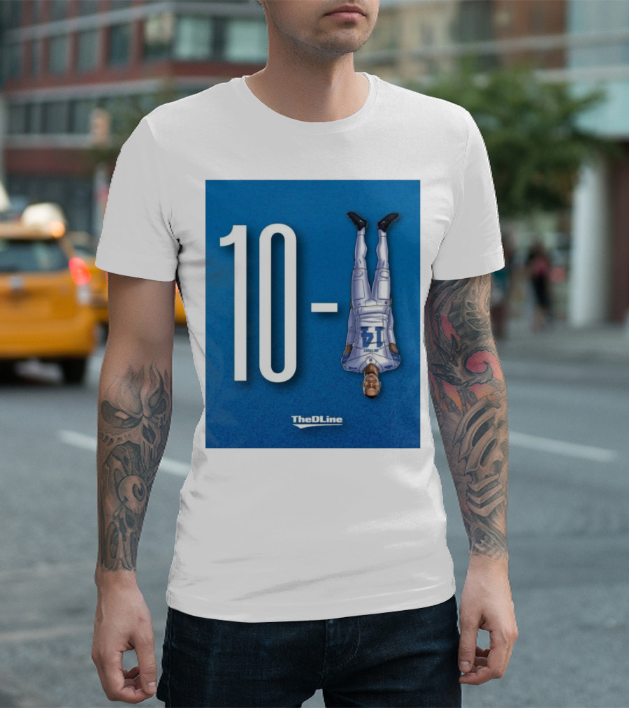 Detroit Lions 10 TheDLine Blue Upside Down Player T-Shirt