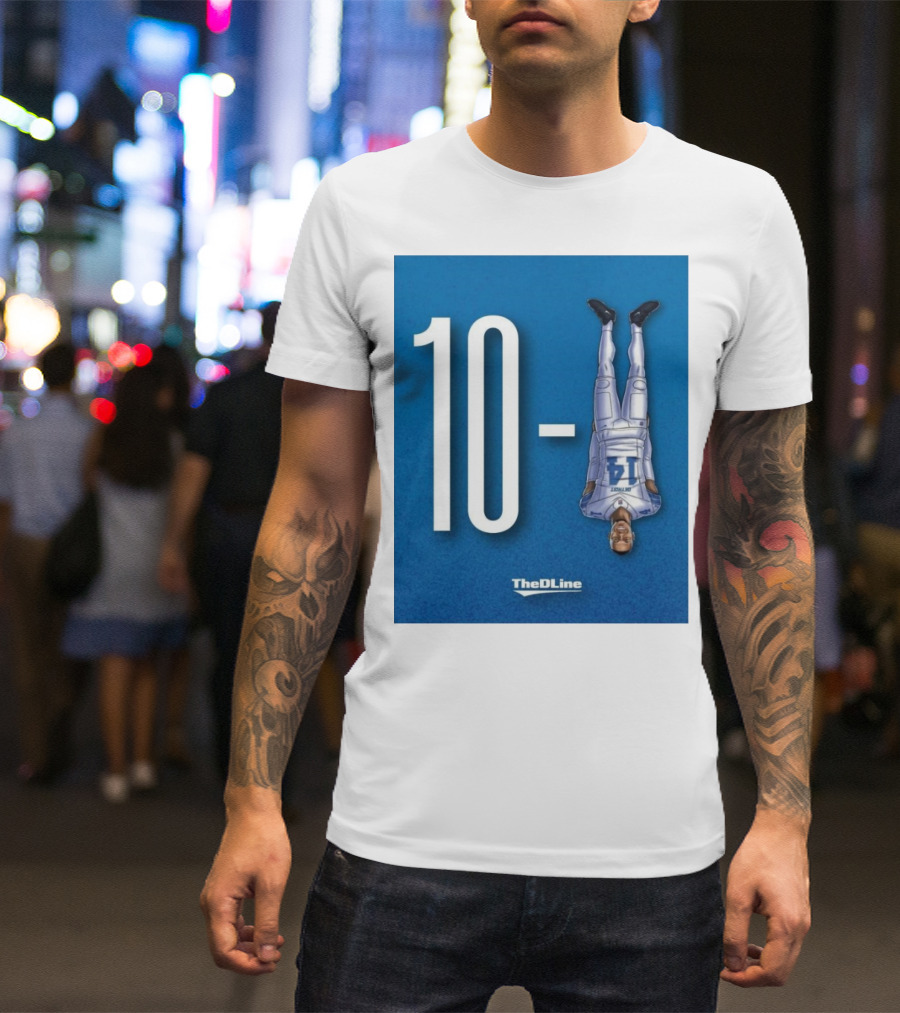 Detroit Lions 10 TheDLine Blue Upside Down Player T-Shirt