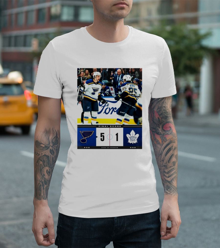 Final Score St Louis 5-1 Toronto Maple Leafs NHL 2024-25 Season T-Shirt