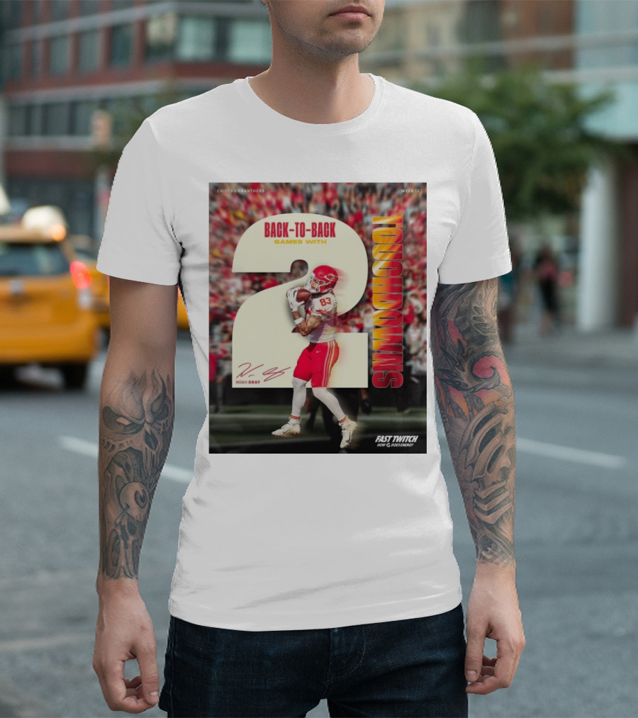 Chiefs Vs Panthers Week 12 Back-to-Back Games With Noah Gray 2 Touchdowns Signature T-Shirt
