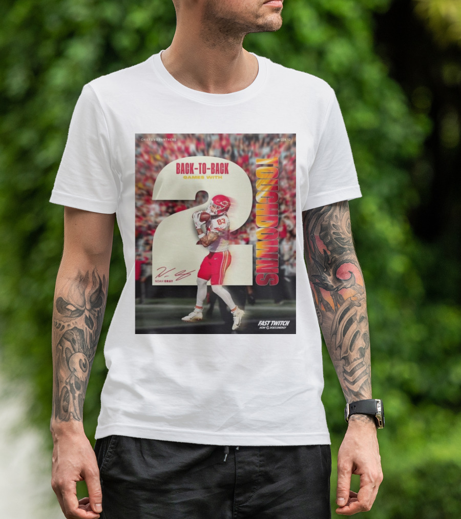 Chiefs Vs Panthers Week 12 Back-to-Back Games With Noah Gray 2 Touchdowns Signature T-Shirt
