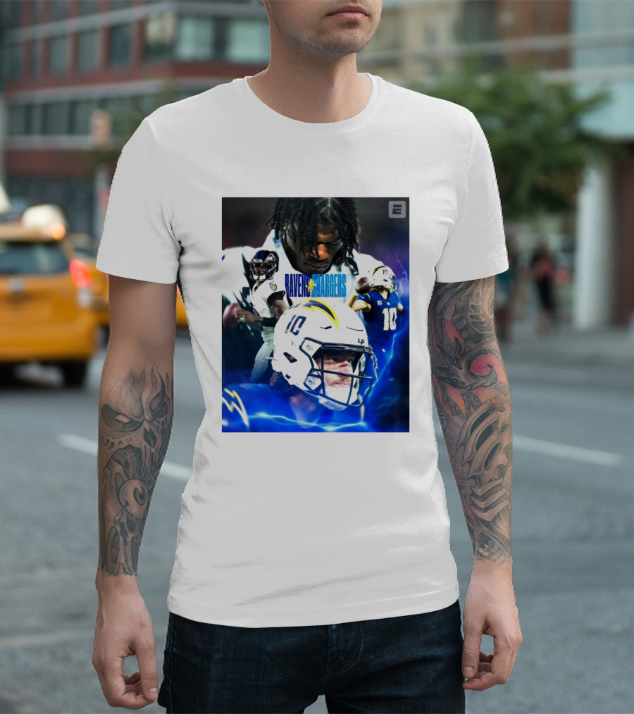 Baltimore Ravens Vs Los Angeles Chargers Lamar Vs Justin NFL Football Nov 26 T-Shirt