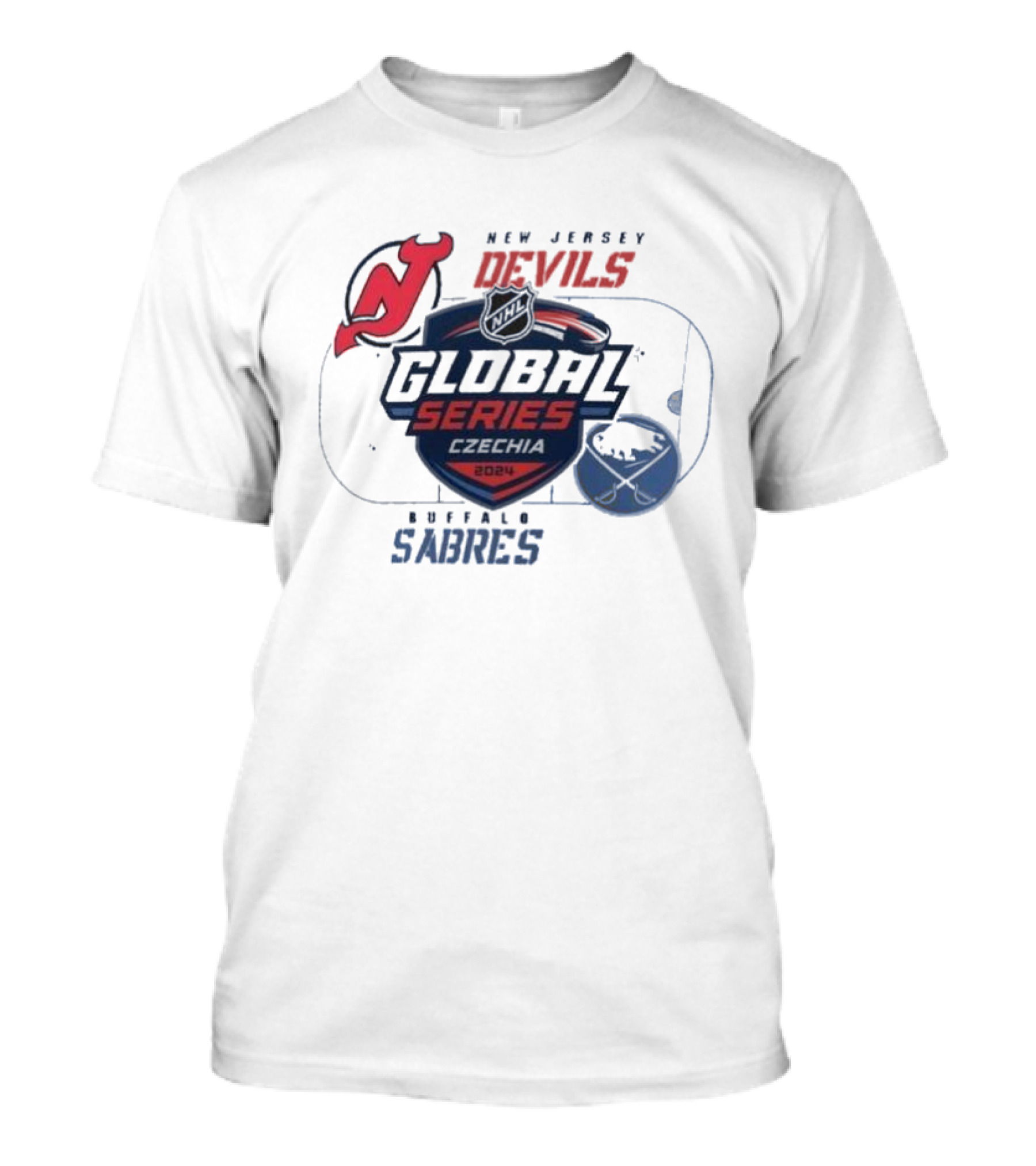 NHL Global Series 2024 Czechia: New Jersey Devils Vs Buffalo Sabres Match Up T-Shirt